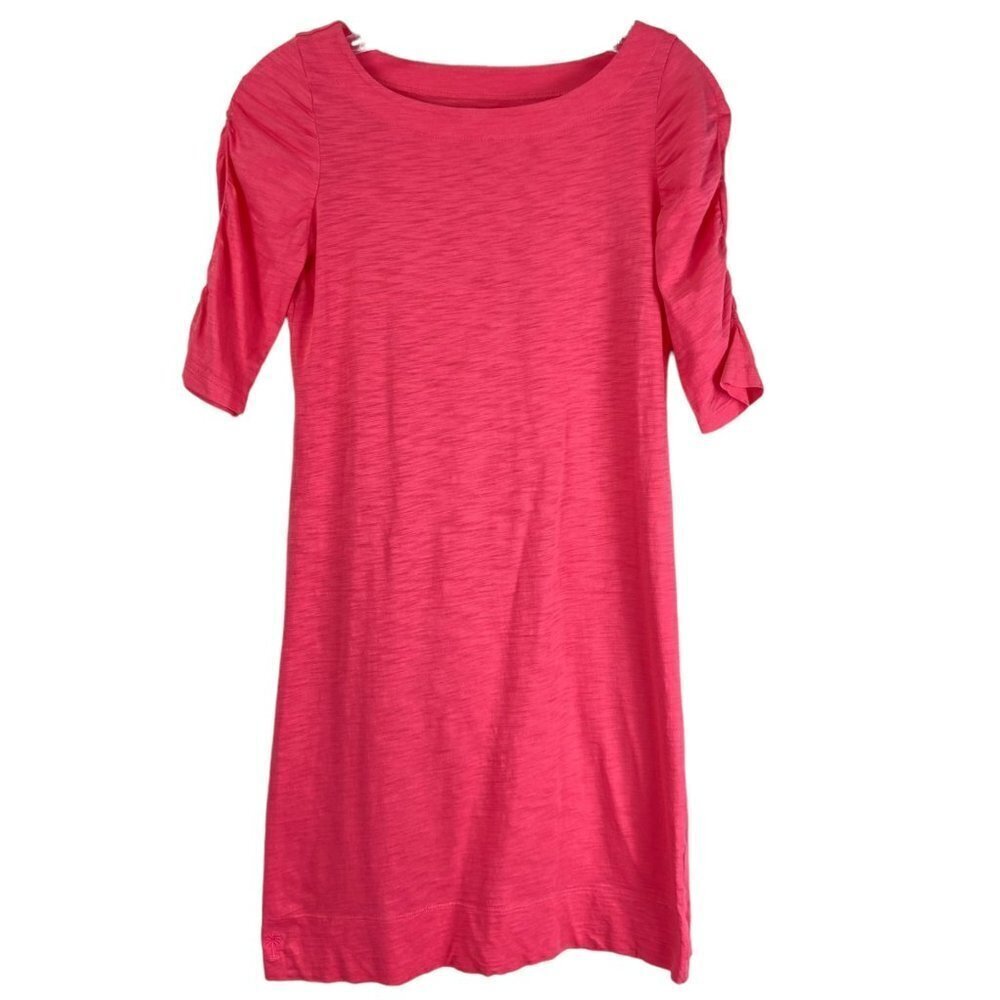 Lilly Pulitzer Pink Kaleb‎ Mini T-Shirt Dress Rouch Sleeve Pima Cotton XSmall